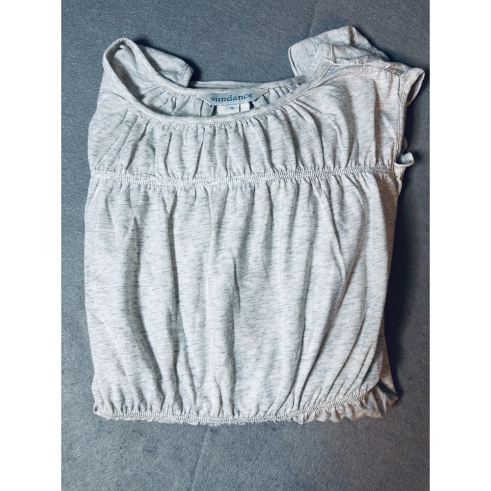Sundance Cold Shoulder Cut Out Boho Tunic Top Heathered Gray Peplum Size Small - Picture 7 of 7